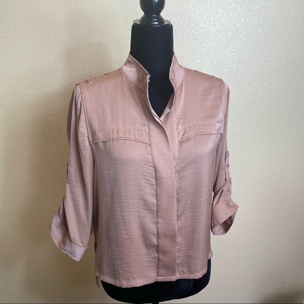 Button-down Silky Camel Blouse